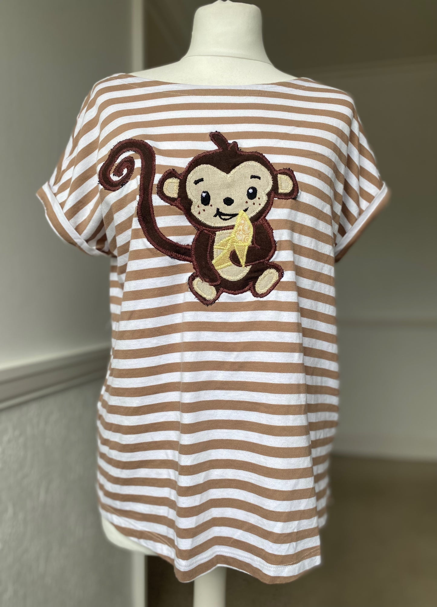 Striped T with monkey patch