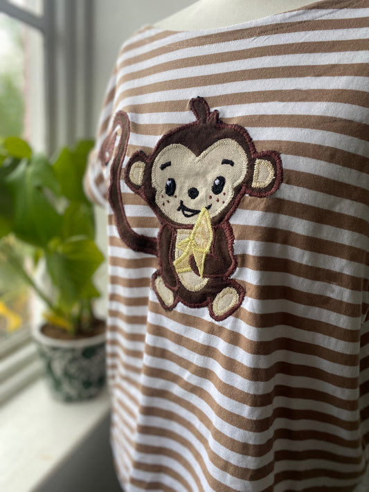 Striped T with monkey patch