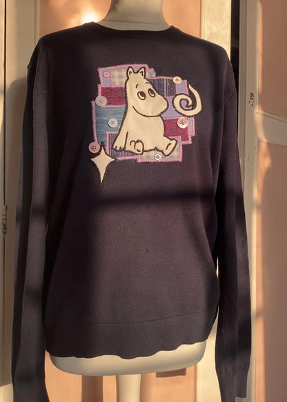 White hippo patch work jumper